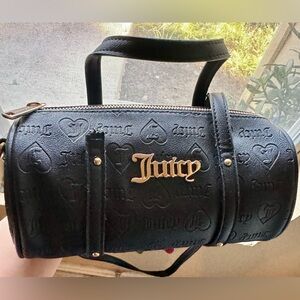 Juicy Couture Black Mini Barrel Bag with Y2K Heart Logo with Broken Strap clean